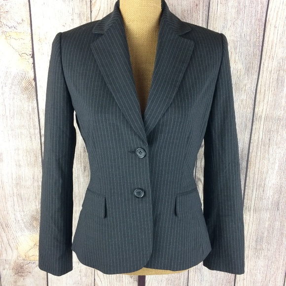 Tahari Jackets & Blazers - Tahari Dark Grey Pinstripe Blazer Jacket Sz 4